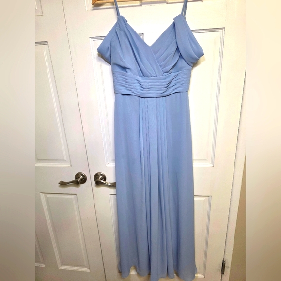 Chiffon Bridesmaid Dress-Infinite By Wed2Be- Light Blue Haven- Size 10 - Picture 2 of 12